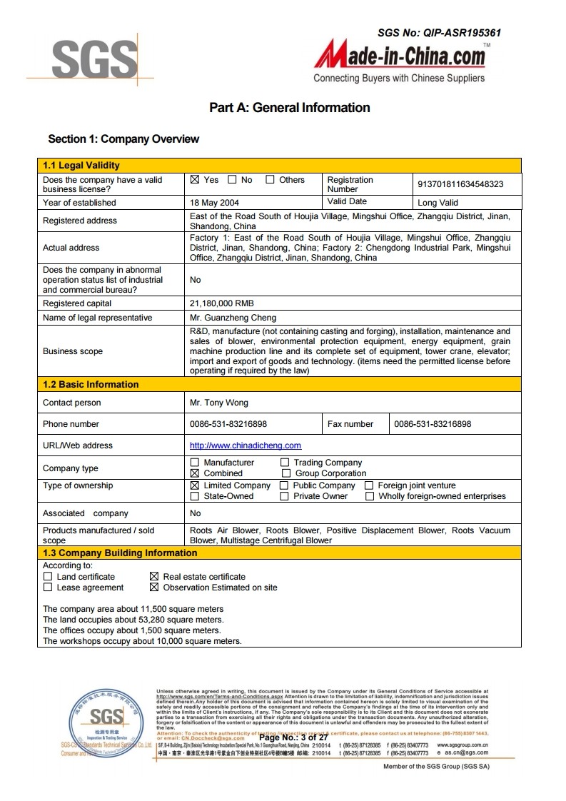 2019 SGS Audited Supplier Verification report