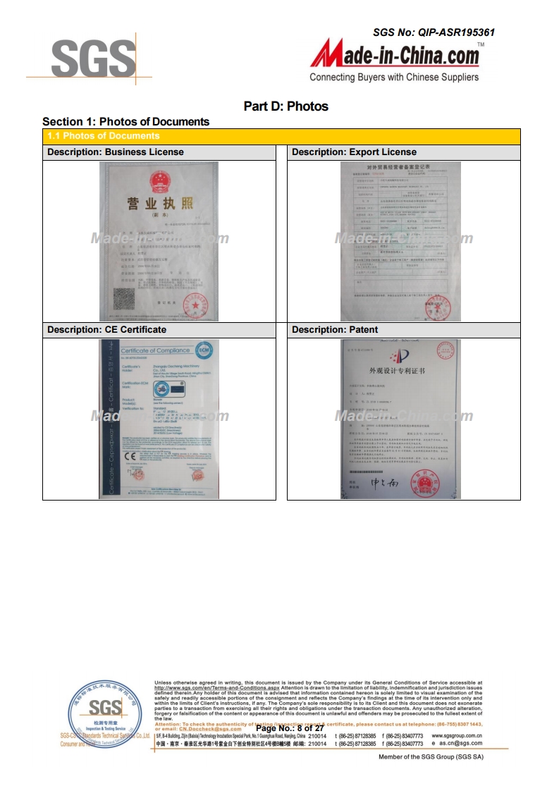 2019 SGS Audited Supplier Verification report